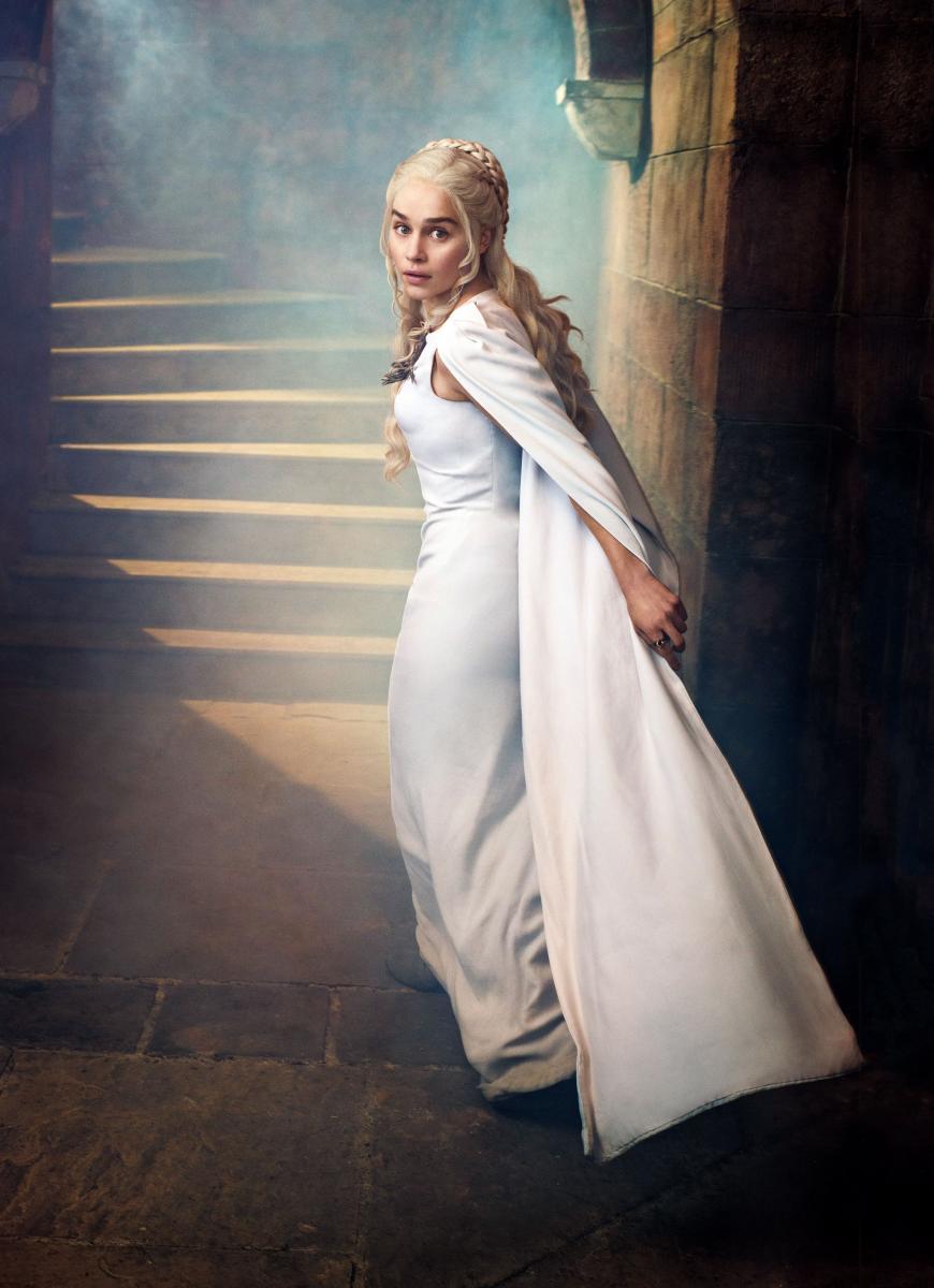 Emilia Clarke as Daenerys Targaryen.