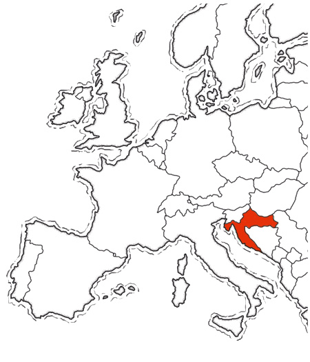 Map of Europe highlighting Croatia