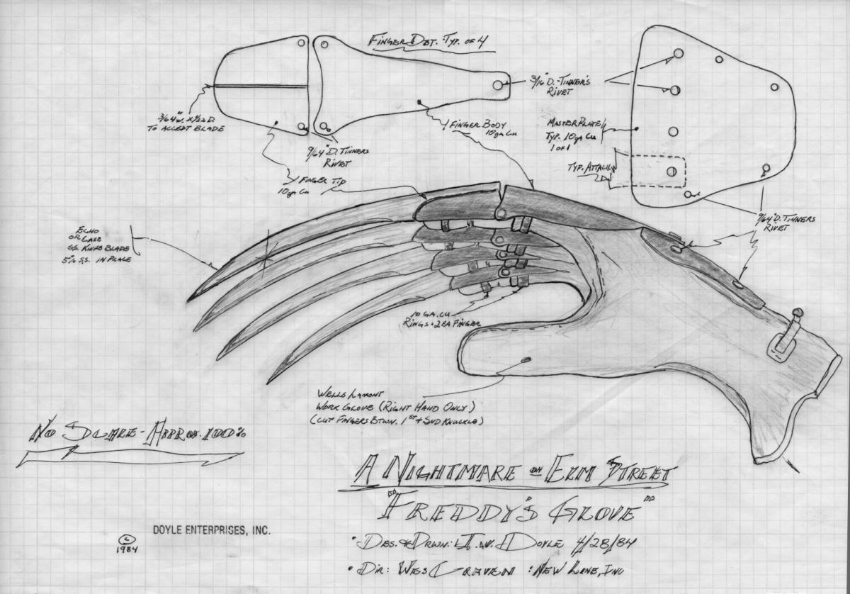 Concept sketch of Freddy's glove