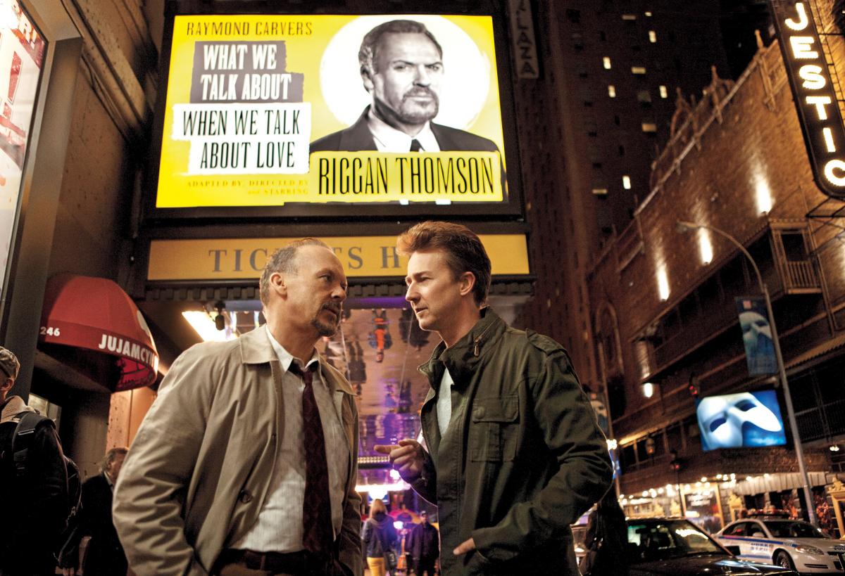 Michael Keaton and Edward Norton in Birdman